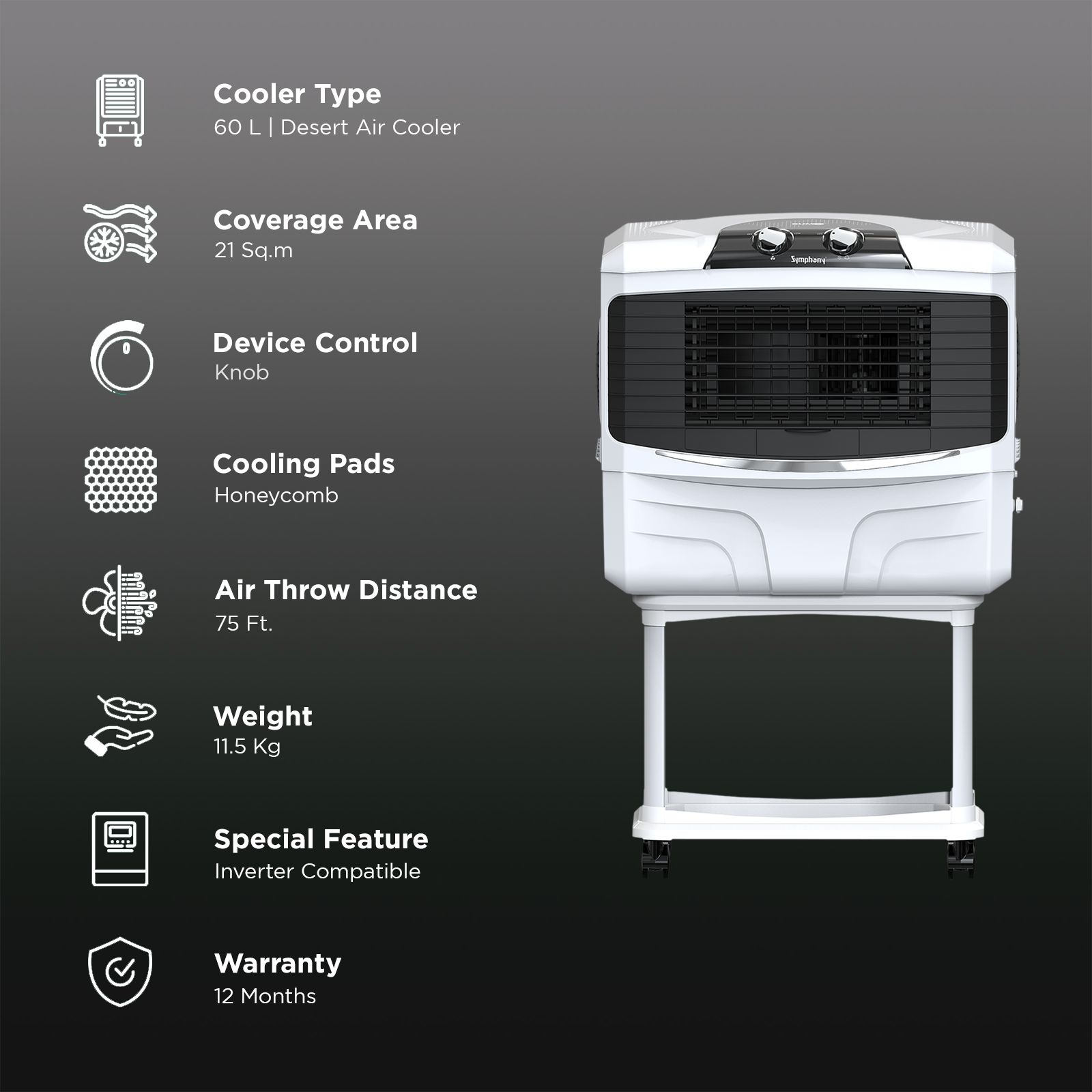 Buy Symphony Sumo 60 Litres Desert Air Cooler with CFD Technology